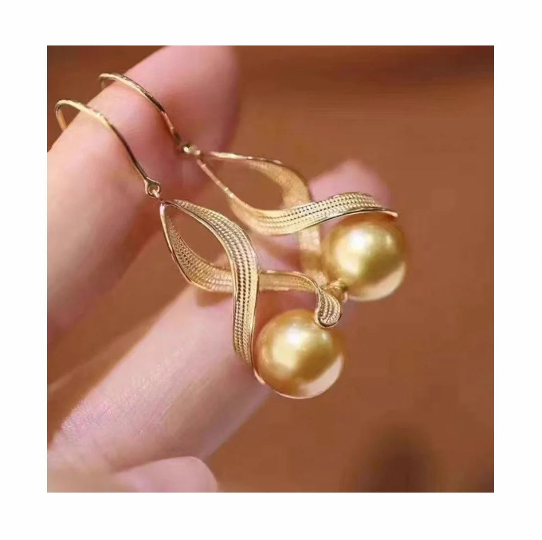 E2038 9-10mm DIY Natural Freshwater Pearl Charm Earrings Mounting Accessory 925 Sterling Silver Gold Plated  Jewelry for Women