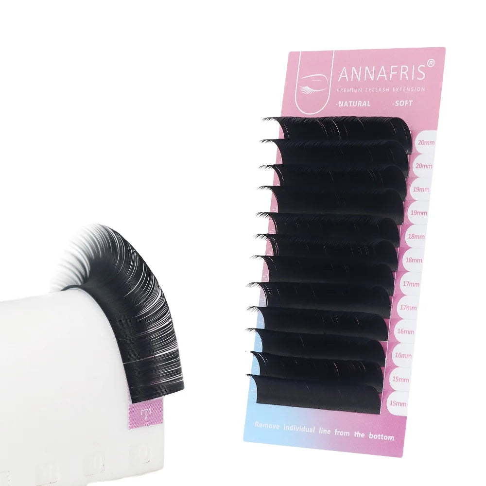 ANNAFRIS Wholesale Private Label Individual Eyelash Extensions Handmade D Curl Synthetic Fiber Lashes