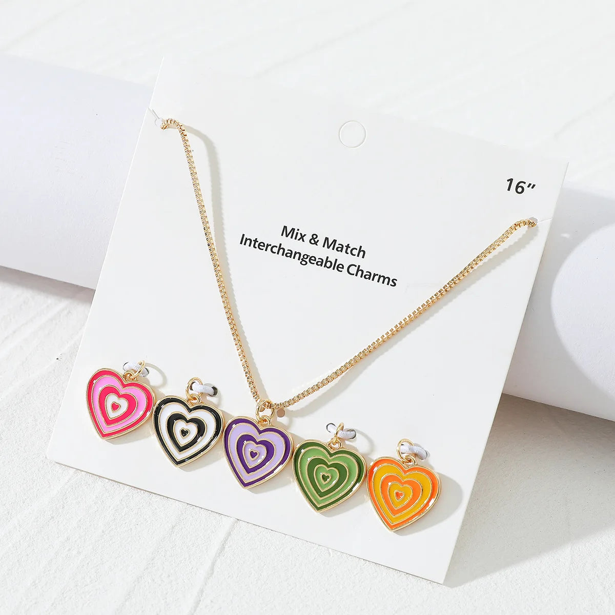 Nnovelty Cute Cartoon Kids Jewelry Necklace Changeable Diy Heart Charm Pendant Necklace