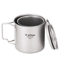 350/450/650/750ml Titanium Cup Pot with Lid Foldable Handle for Outdoor Camping Backpacking Hiking BBQ