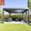 Smart Modern Outdoor Garden Set Sun Shade Aluminum Gazebo Waterproof Louver Roof Electric Bioclimate Retractable Canopy Pergola
