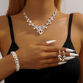 Elegant Leaf & Pearl Beaded Necklace & Earring Set  Best-Selling Retro Wholesale Accessories for Women