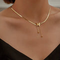 Wholesale Luxury Stainless Steel Gilt Frosted Pendant Fashion Chain Titanium Steel Tassel Female butterfly Necklace