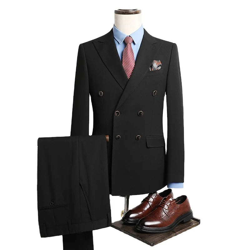 2023 Costume ODM Business Men's Formal Wear 3-piece Slim Suit Wedding Dress Double Breasted Tuxedo Meetings Suits Men Suits
