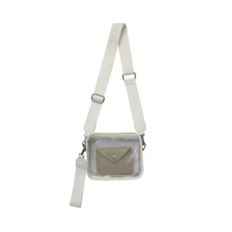 Single Shoulder Strap Transparent Clear PVC Crossbody Bag Purse with Zip Closure Waterproof Fashion Design