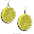 Wholesale Resin Stereo Yellow Lemon Green Lime Orange Earrings Long Pendant Fashion Summer Fruit Jewelry for Girls Gifts