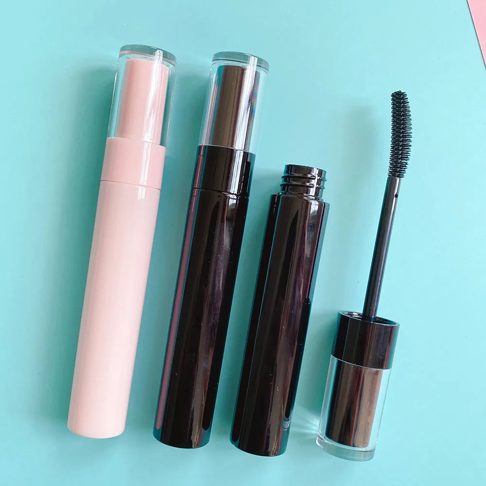 LZ Pack Stock 100pcs Round 13ml High End Custom Black Pink Mascara Tubes Silicone Brush Eyelashes Tube Packaging