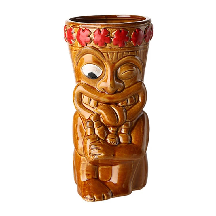New Hawaii Tiki Ceramic Bar Mugs Individuality Cocktail and Beer Cups Imprint Cheap Promotion for Party Foam Tiki Cups