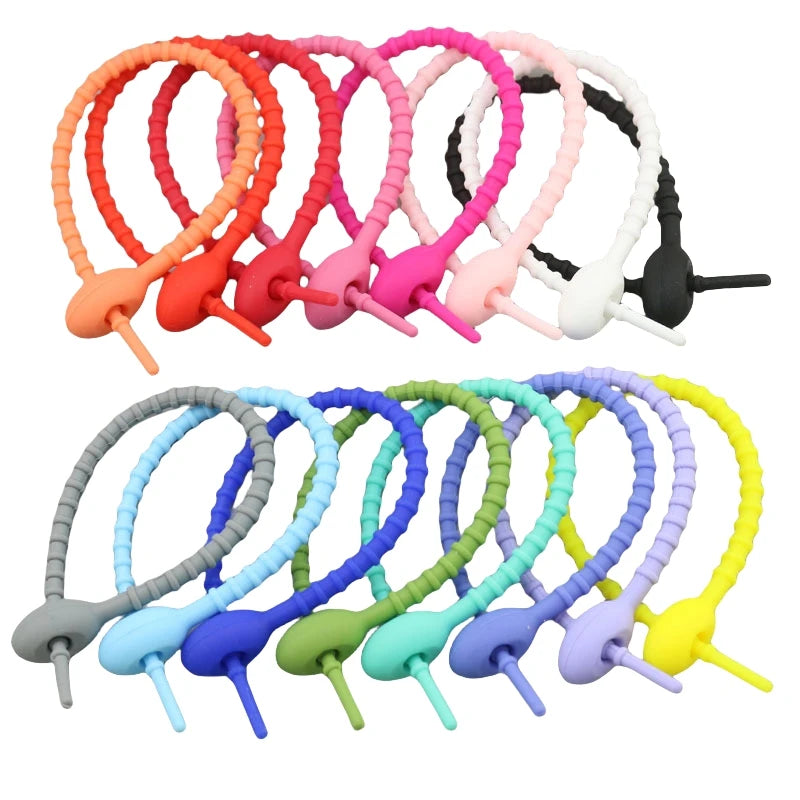 215mm Reusable Silicone Cable Tie DIY Plush Doll Toy Bag Pendant Multi Purpose Binding Cord Strap Organizer Stretchable Keychain