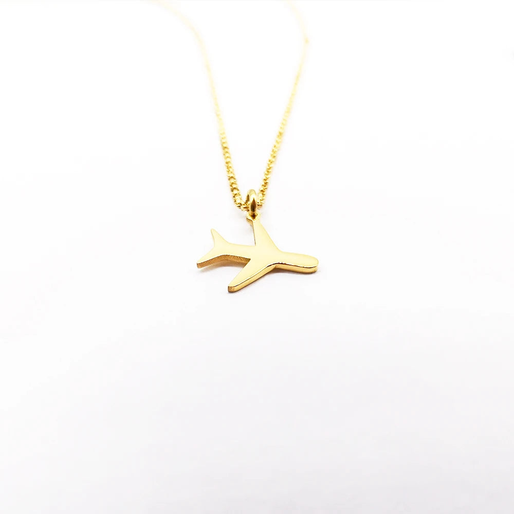 Fashion Stainless Steel Jewelry Best Friend Dainty Airplane Shape Necklace Pendant Necklace for Women Girl