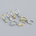 925 Sterling Silver Gold Plated Green Black Butterfly Charms Pendant Drop Small Huggie Hoop Earrings for Women Fine Jewelry