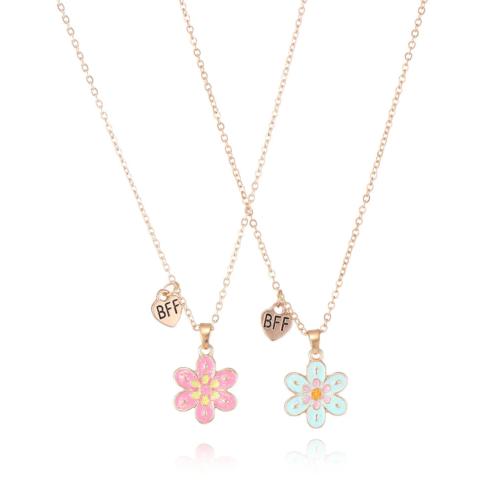 Classic Gold Plated Zinc Alloy Enameled Flower Jewelry Sets for Girls' Parties and Gifts Fashion Accessories