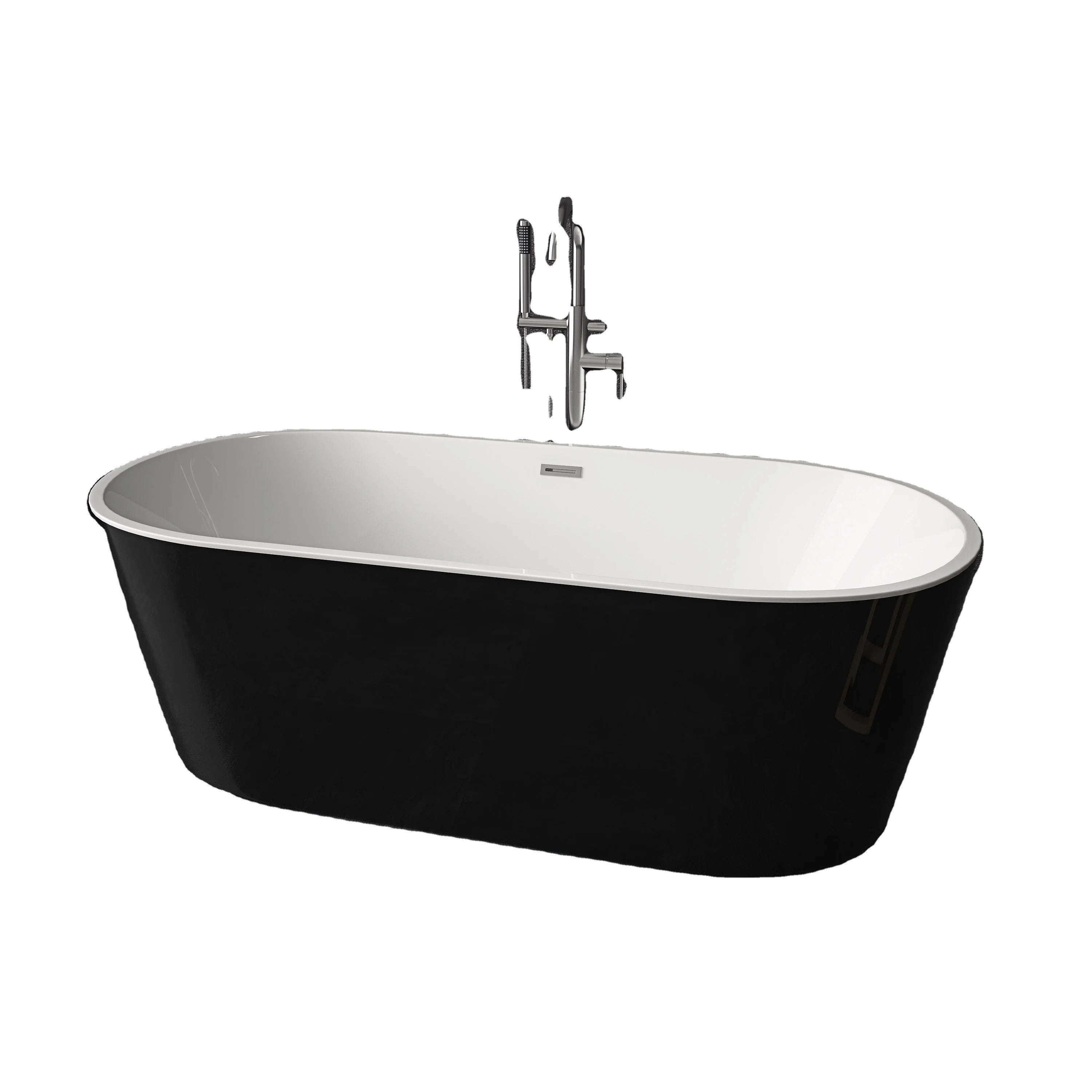 Solid Surface Freestanding Bathtub Portable Indoor/Outdoor Spa with Massage & Soaking Features Oval Pattern for Hot Bath