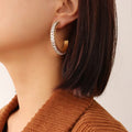 ES1100 Non Tarnish New Chic Fashion 18k Gold Plated Stainless Steel CZ Micro Pave  Hoop Eveyday Earrings for Women