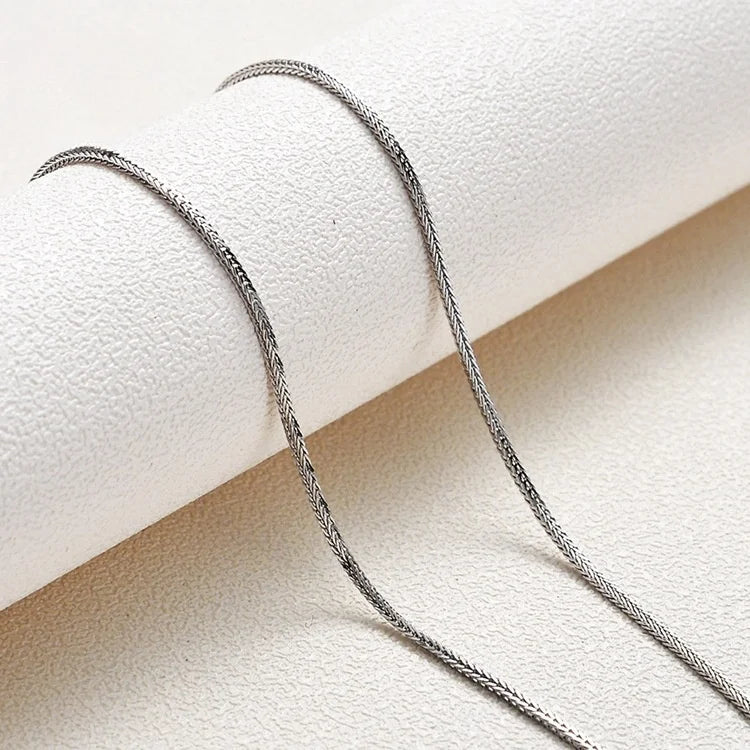1mm Real S925 Sterling Silver 925 Classics Weave Fox Tail Chopin Chain Personalized Necklace for Men Women Fine Jewelry Gift