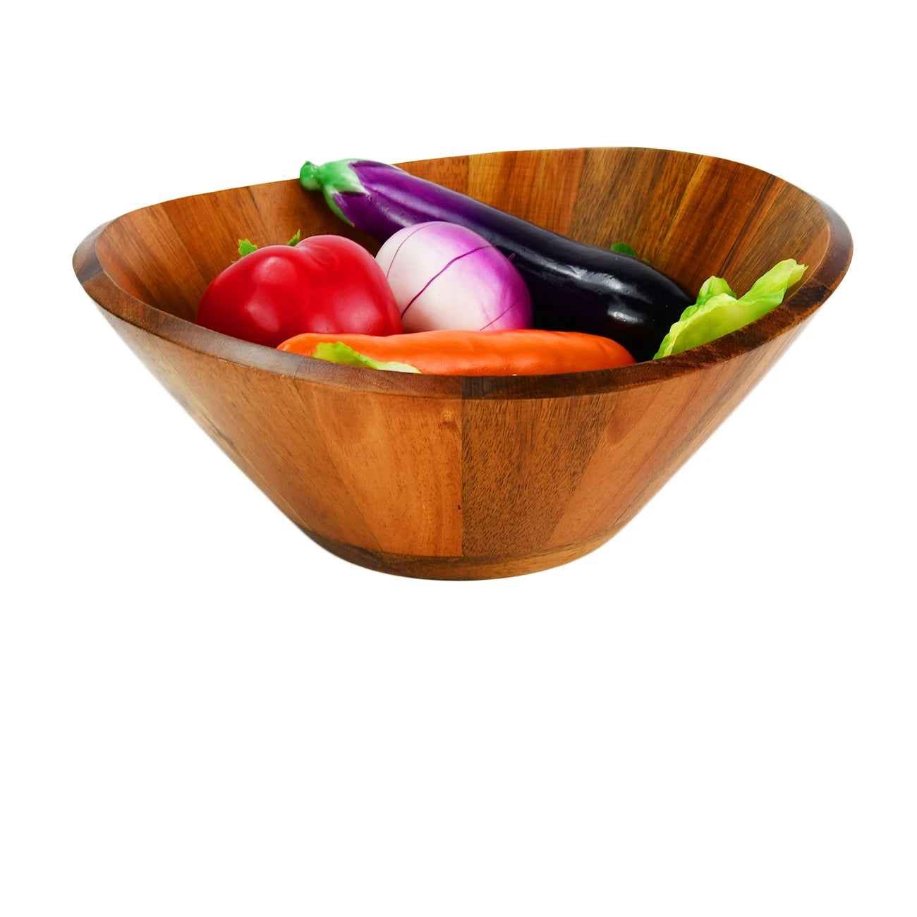 Large Contemporary Acacia Wood Serving Bowl with Polished Finish Eco-Friendly & Reusable for Fruits Salads Parties