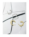 New Design S925 Sterling Silver C Shape Zirconia Simple 925 Silver Hoop Earrings for Women EF797