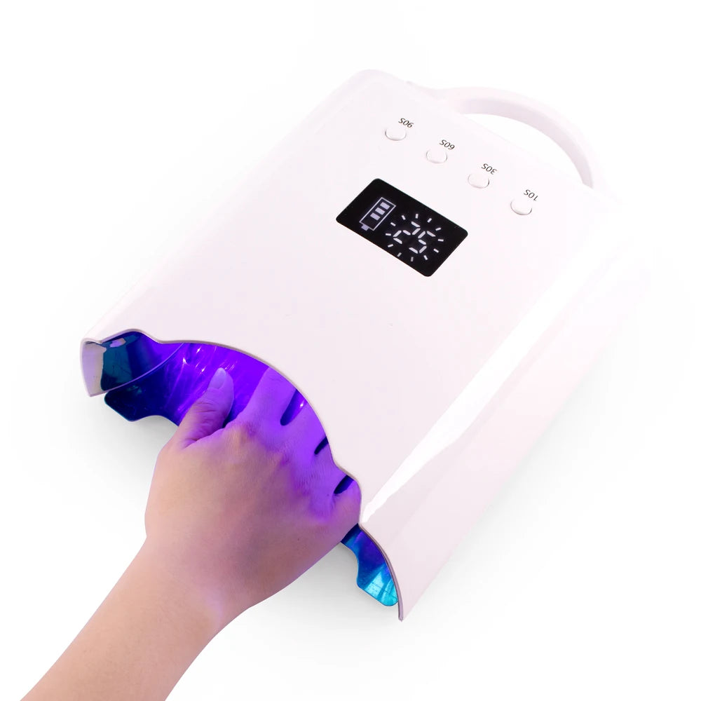 78W Rechargeable UV LED Nail Lamp High Power 39pcs Polish Gel Curing for Toes & Fingers Nail Dryer with Battery Power Supply