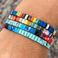 Go2boho Hematite Stone Beaded Bracelets Elastic Stretch Jewelry New Friendship Boho Handcrafted Gift for Women Men