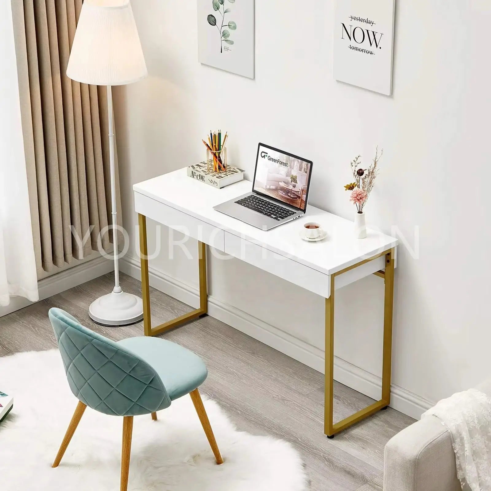 Table De Manicure Et-pedicure for Beauty Salon Gold Nail Desk Ready to Ship Portable Manicure Table Ready to Ship