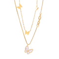 Fashion Chic Titanium Stainless Steel 18k Gold Plated Double Layers Shell butterfly Layered Charm Necklace Jewelry
