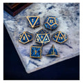 LM Double Swords RPG Game Set Rolling Metal Hollow Red D&D Dice Custom Logo Included