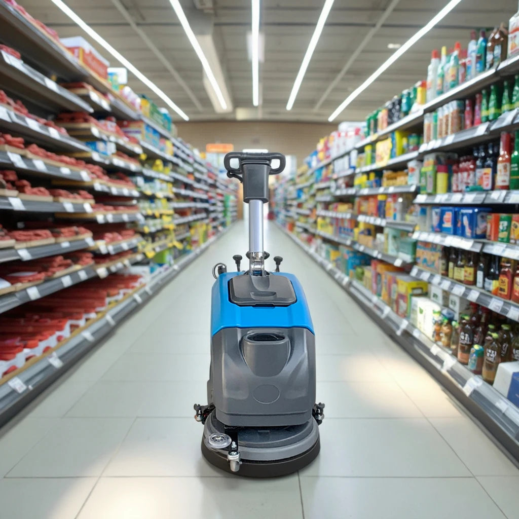 Manual Cleaning Machine 400mm Working Width Electric Ceramic Tile Floor Scrubber Dusty Floor Sweeper Walk-Behind New Condition