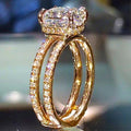 CAOSHI Factory Luxury Two Layer Design Square Crystal 4 Claws Rings for Female Engagement Gold Plated CZ Rings Jewelry for Women