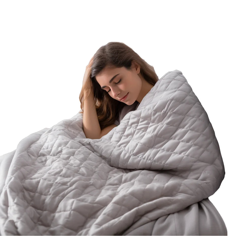 2023 Home Travel Natural Bamboo Cotton Tencel Weighted Blanket 100% Skin-Friendly Gravity Cooling Therapy for Adults Plain Style