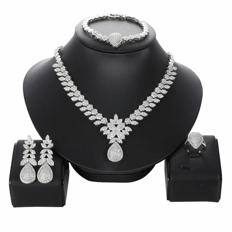 European American Vintage Design Zircon Jewelry Set Elegant Bridal Jewelry Set Gorgeous Necklace Sets for Women Jewelry