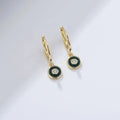 Elegant Simple Enamel Round Eye Drop Jewelry Psj 925 Sterling Silver 14k Gold Plated CZ Cubic Zirconia Huggies Earrings