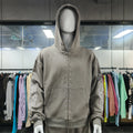 Custom Oversized Heavyweight Vintage Wash Embroidery Rhinestone Boxy Zip up Hoodie for Men