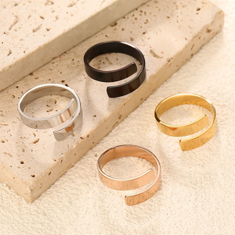 New Fashion Stainless Steel Double Cross Opening Ring Blank Ring Can Costom Logo Engraved Lettering Ring