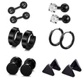 G2299 Wholesale Titanium Steel Black Earring Set Men Huggies Hoop Zircon Stud Fashion Jewelry Earrings
