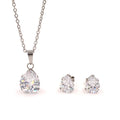 Stainless Steel 18K Gold Plated Claw Setting Water Drop 3A Cubic Zirconia Necklace Earrings Fashion Jewelry Set  for Woman