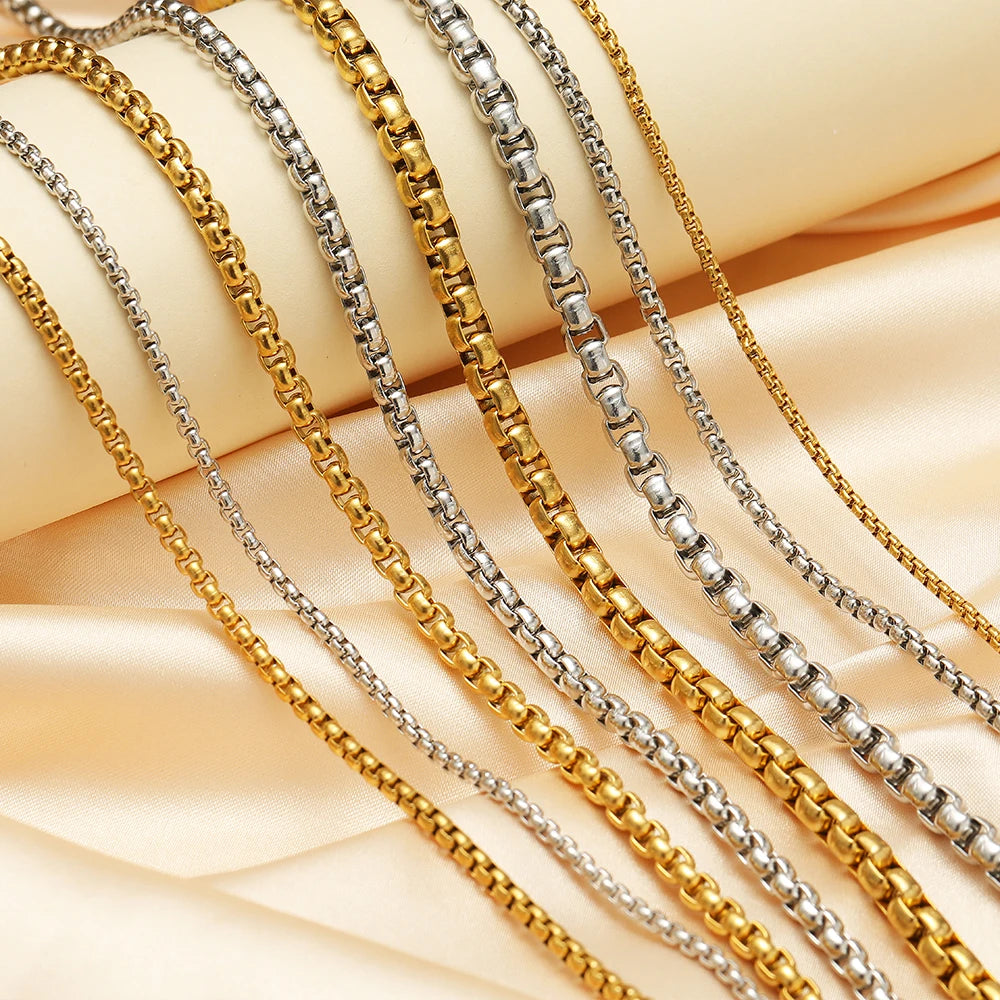 Stainless Steel 3mm 4mm Wide Square Rollo Box Chain for Wholesale Necklace Found Bracelet Components in Bulk DIY Jewelry Making