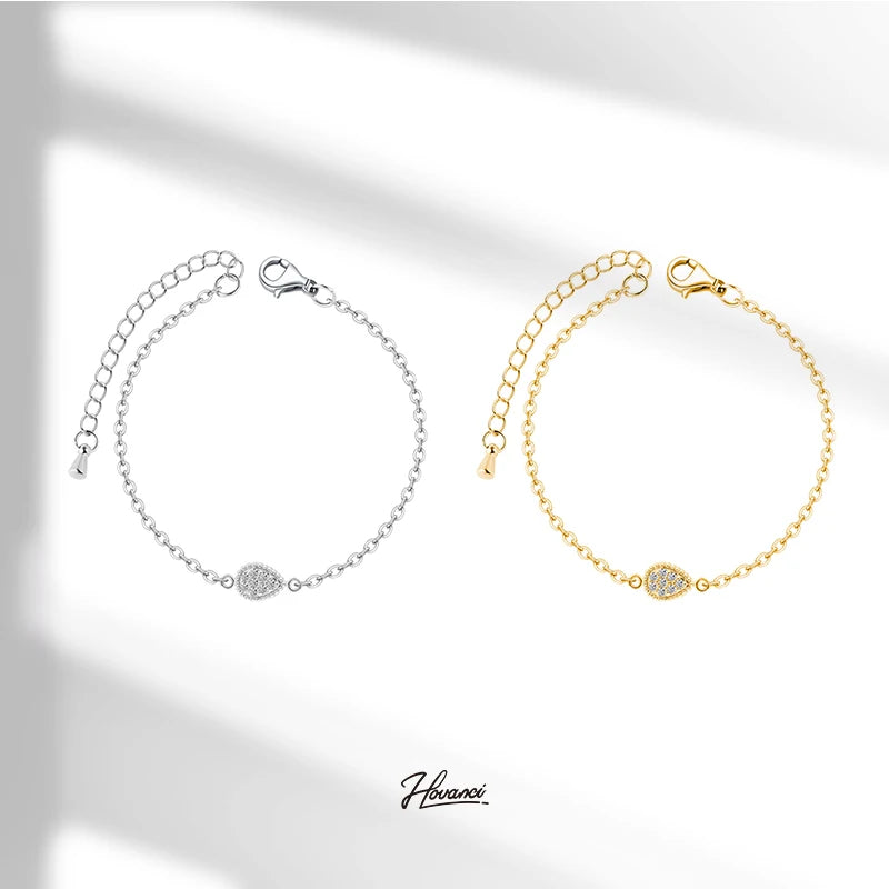 HOVANCI Wholesale Fashion Lady Jewelry Waterproof 18K Gold Plated Water Drop Stainless Steel Bracelets