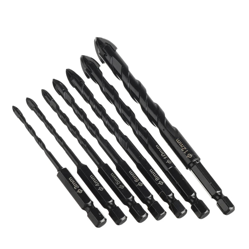 4 Flutes 6.35mm Shank Masonry Drill Bits Tungsten Carbide Tip Ceramic Concrete Drill Bit 3/4/5/6/8/10/12mm