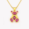 QIKU Cute Bear 6 Colors Crystal Pendant Women Necklace Fashion Korean Jewelry Girl Birthday Party Children's Day Gift Wholesale