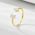 Fashion Personality 925 Sterling Silver Geometric Zircon 14K Gold Plated Open Adjustable Ring for Women Jewelry