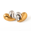 New Arrivals Simple Stainless Steel 18K Gold Plated Smooth Geometric Heart Stud Earrings 2025