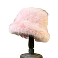Fluffy Plush Luxury Bucket Hat Solid Color Faux Faux Fox Fur Warm Hat Women Thick Fuzzy Fisherman Cap Winter Ski