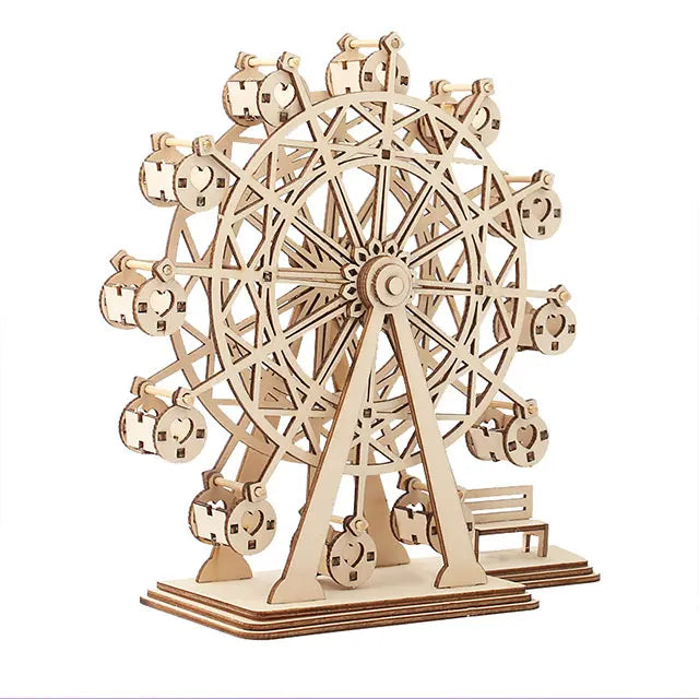 3D DIY Jigsaw Puzzle Mini Wood Sky Ferris Wheel Building Blocks for Holiday Gift