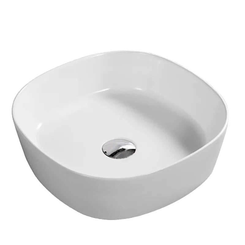 Commercial Eco-friendly Lavabo Smooth Surface Ceramic Wash Basin Table Top Square Shape Bathroom Sink