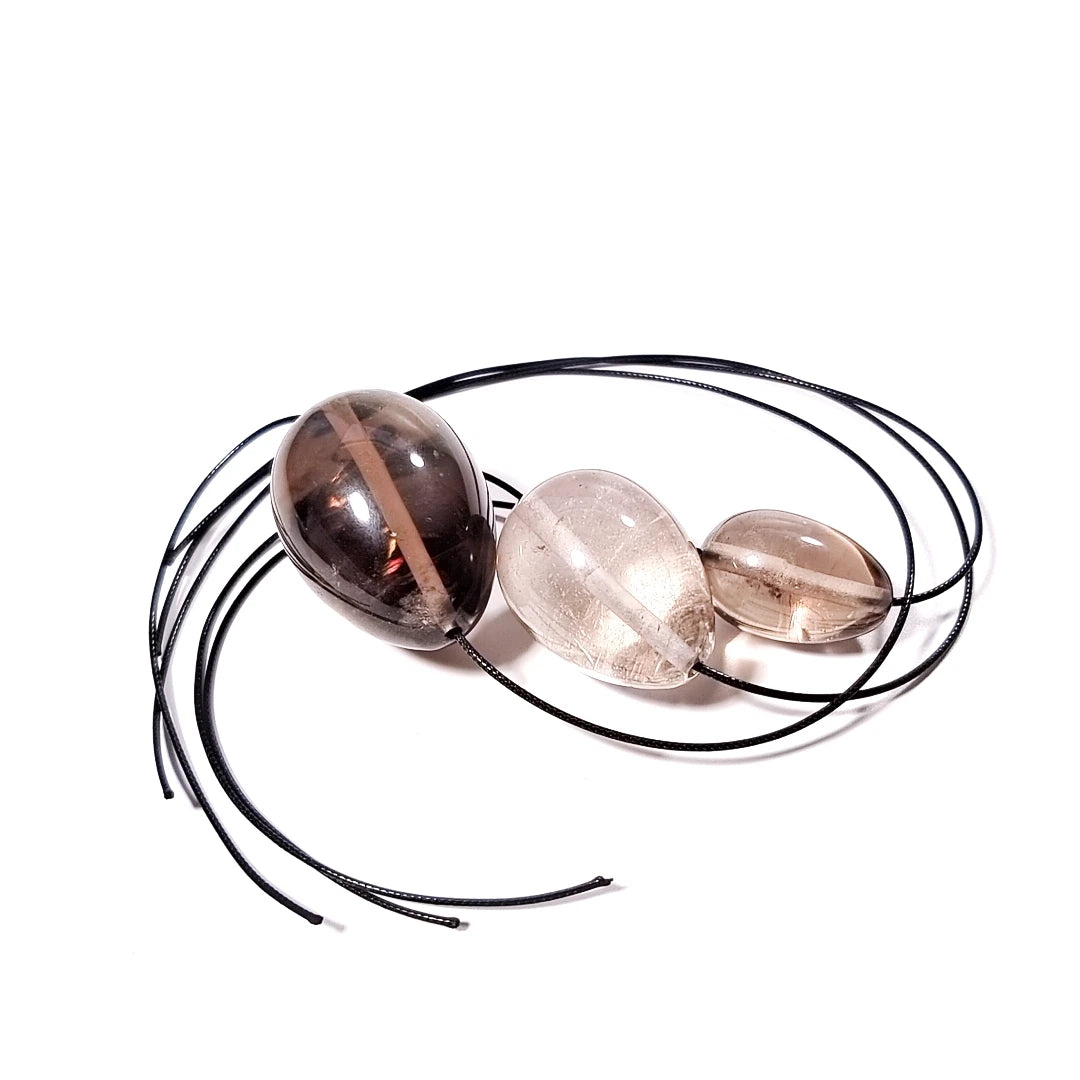 HY Favorable price Natural Smoky Quartz Kegel Certified Yoni Eggs Set Massage Eggs drilled gift
