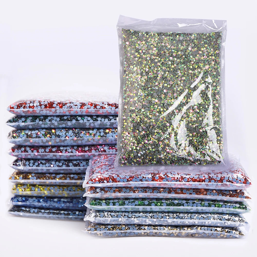 High Quality 14400PCS Crystal AB Hot Fix Rhinestones SS10 Bulk Glass Flatback  Rhinestone  for Dress