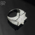 Wholesale Vvs Moissanite Hip Hop Ring Luxury Design Iced Out Baguette Cut Gold Plated 925 Silver Ring for Men Women