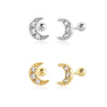 FUAMAY Aretes 925 Silver Moon Ball Stud Earrings Moon Earrings With Zircon