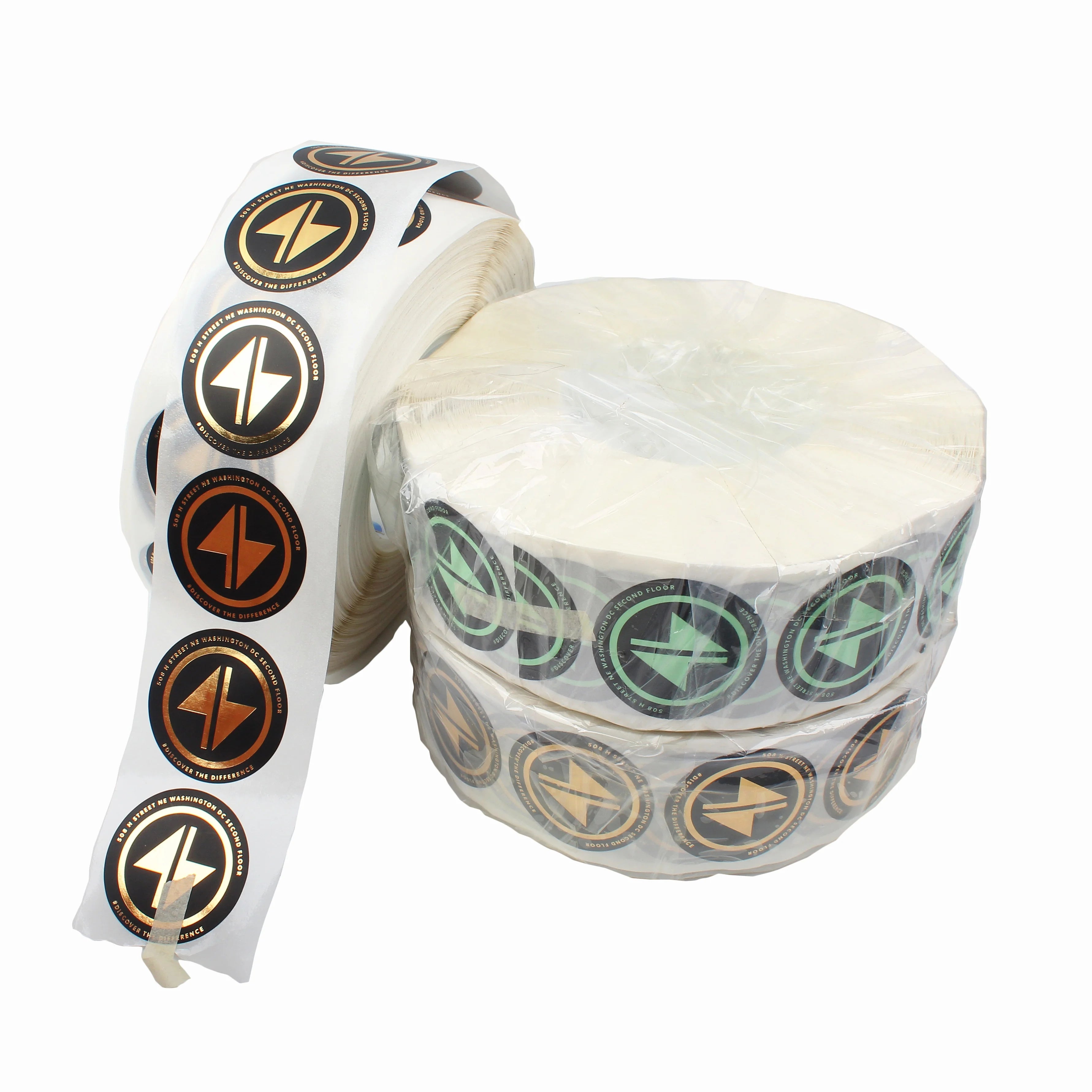 OEM Custom Offset Printing Gold Foil Round Roll Sticker Labels for Pack