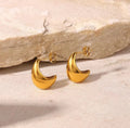 Wholesale Trendy Earring 18K Gold Plated Smooth Wrap Moon Earrings Stainless Steel  Boat Shape Stud Earrings for Women YF2909
